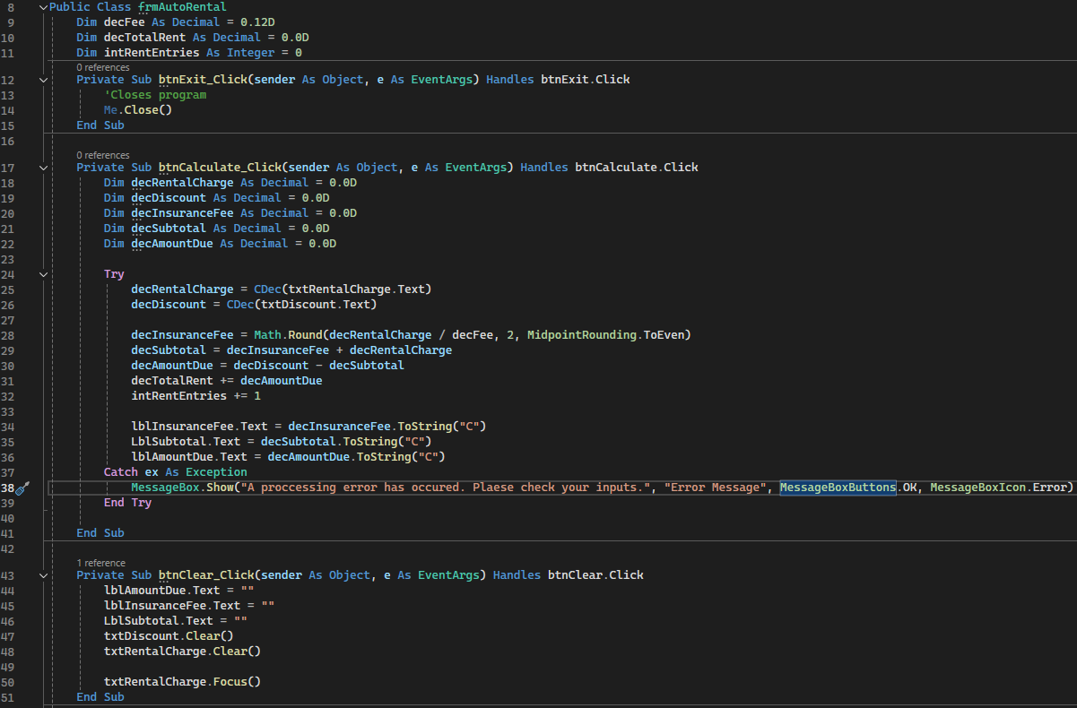 Visual basic code.