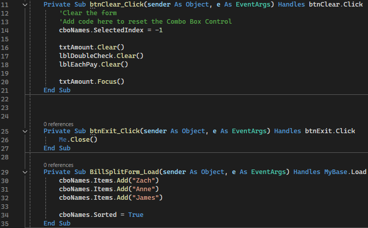 Visual basic code.
