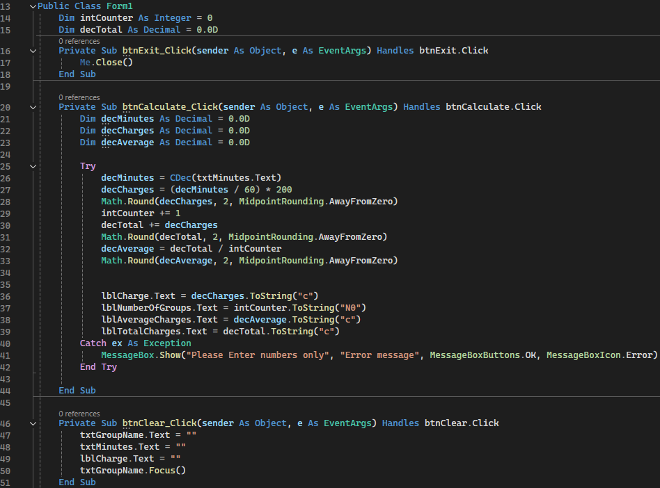 Visual basic code.
