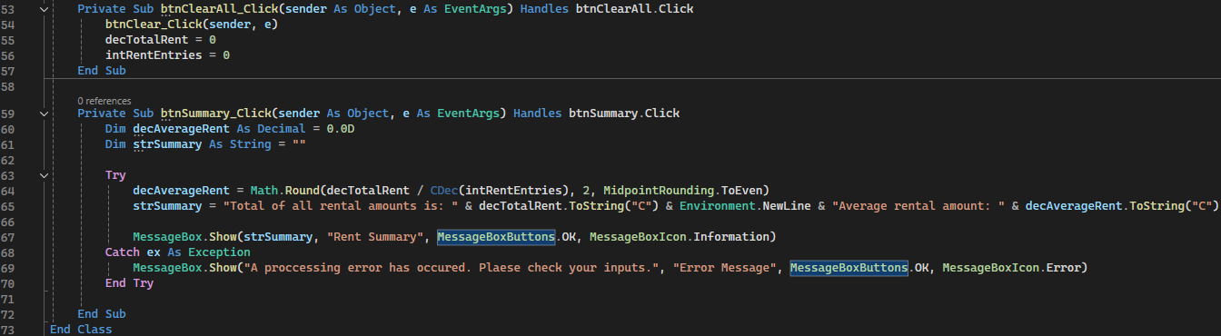 Visual basic code.