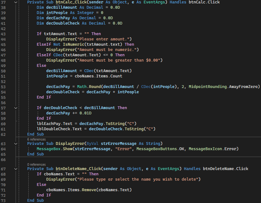 Visual basic code.